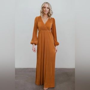 Baltic Born Venus Pleated Saffron Maxi Dress Medium